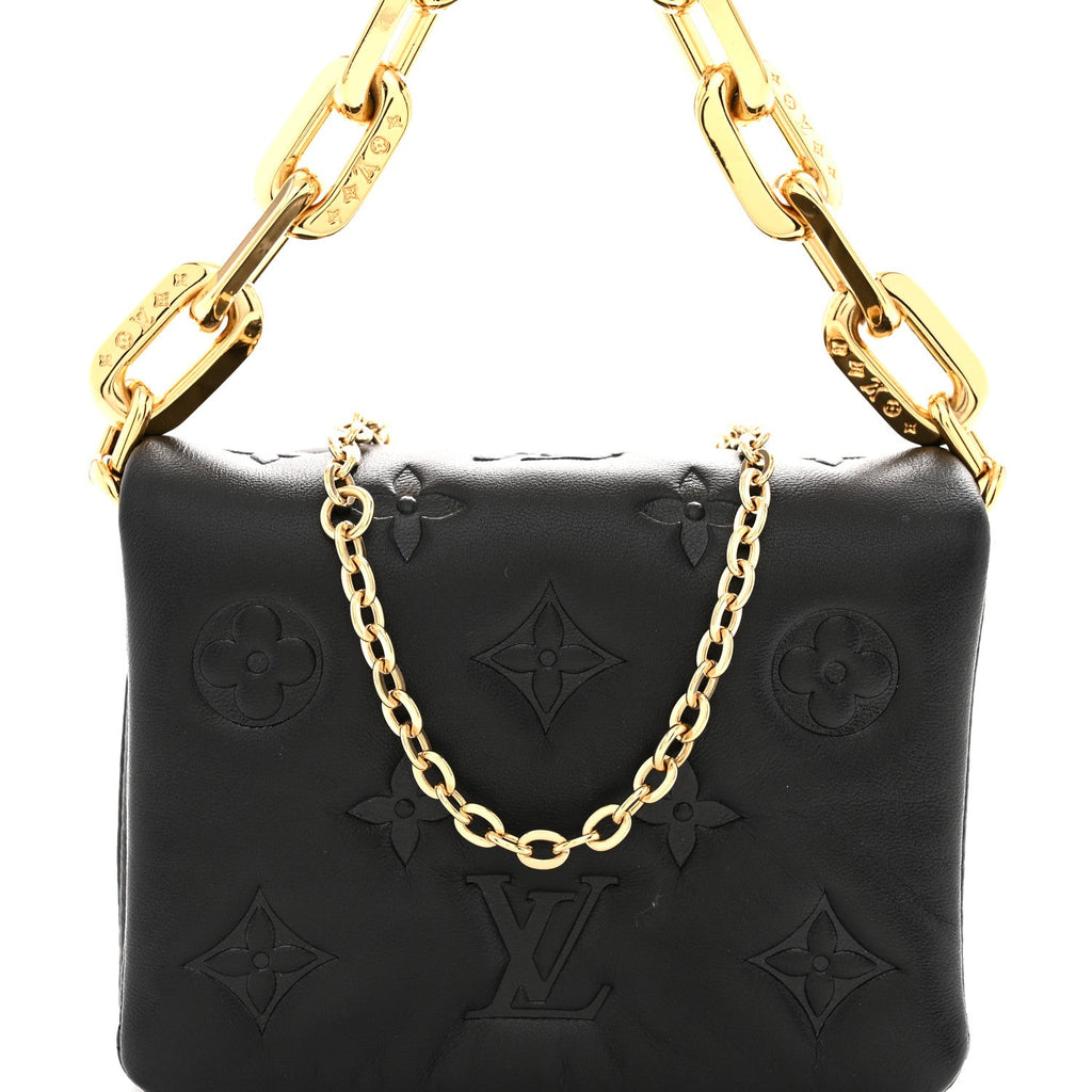 Lambskin Embossed Monogram Coussin Belt Bag Black