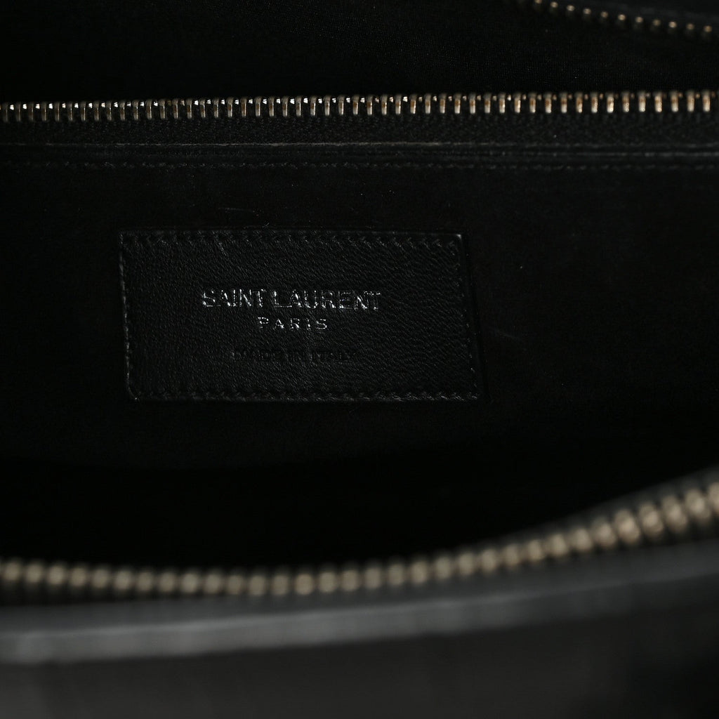 Calfskin Crocodile Embossed Large Sac De Jour Carryall Black