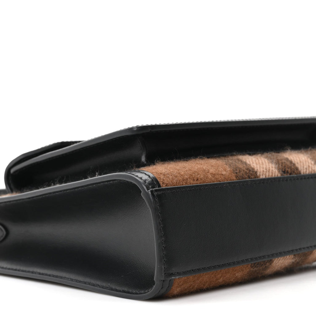 Smooth Calfskin Cashmere Check Mini Pocket Bag Brown