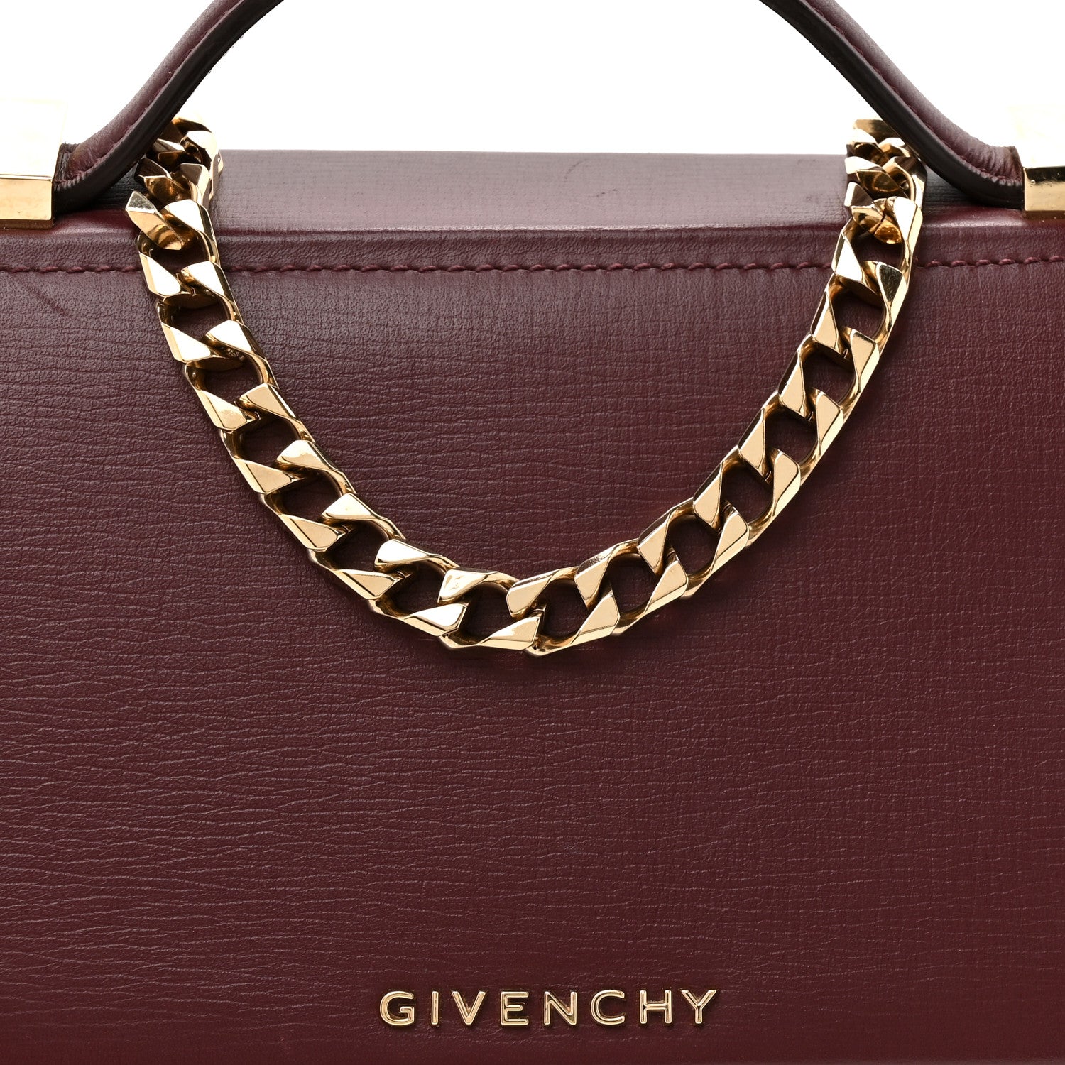 Textured Calfskin Mini Pandora Box Chain Crossbody Bag Oxblood