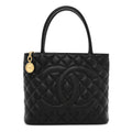 Caviar Quilted Medallion Tote Black