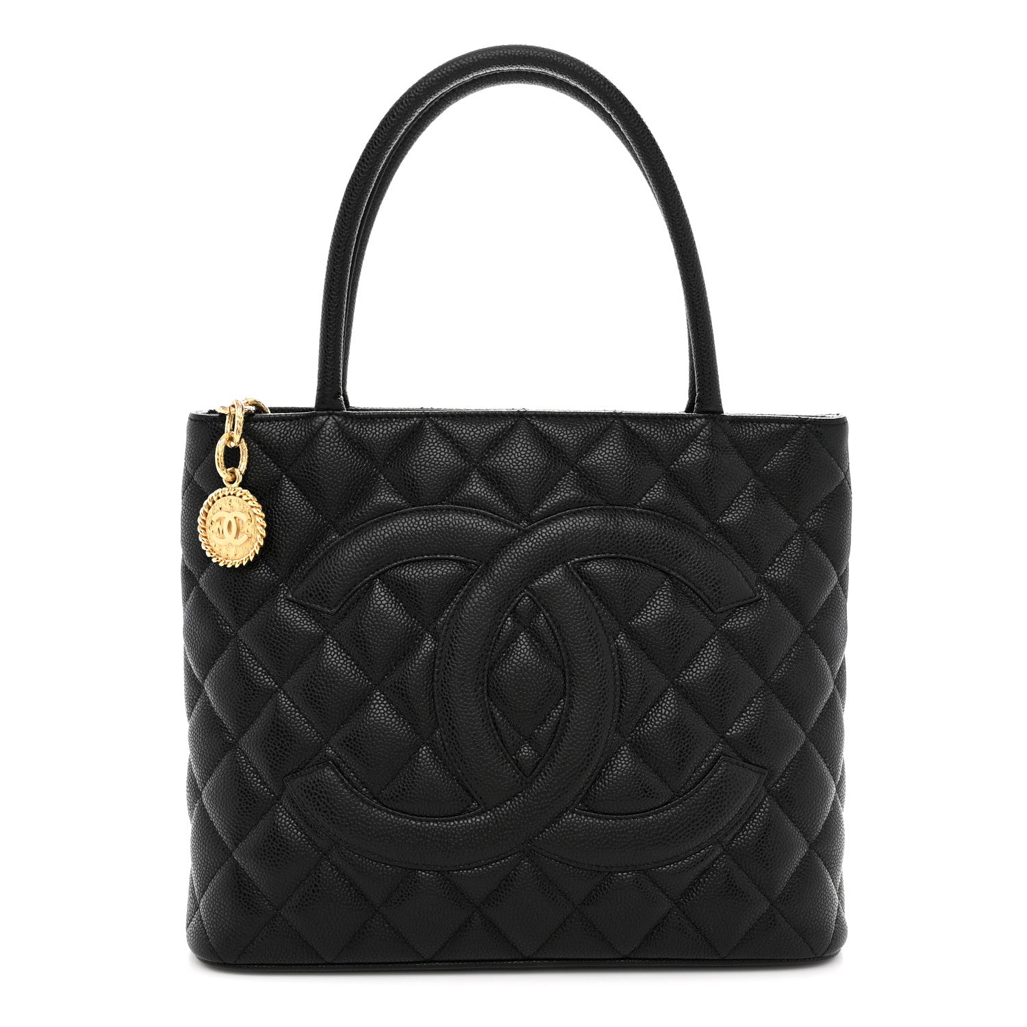 Caviar Quilted Medallion Tote Black