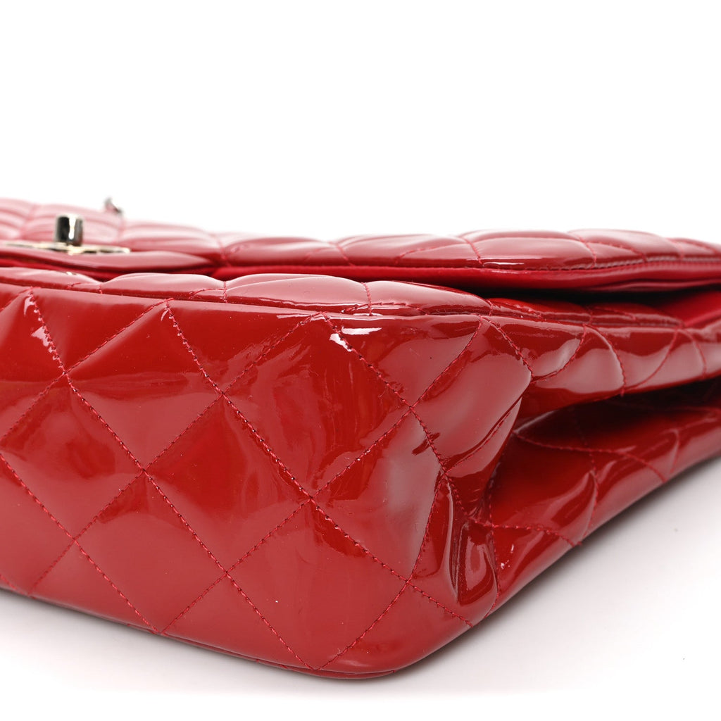 Patent Quilted Jumbo Double Flap Red