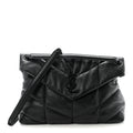 Lambskin Quilted Monogram Monochrome Medium Loulou Puffer Chain Satchel Black