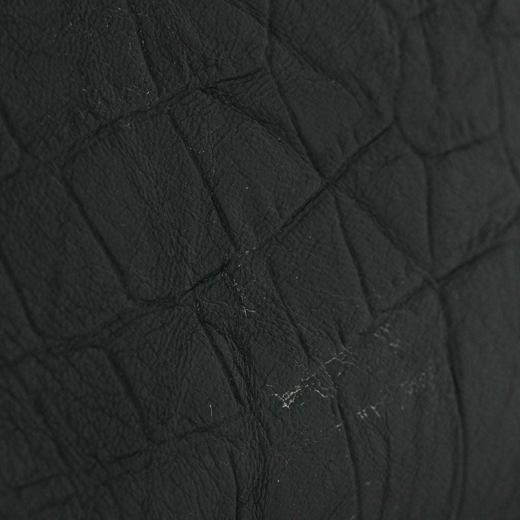Calfskin Crocodile Embossed West Hollywood Monogram Fold Over Clutch Black