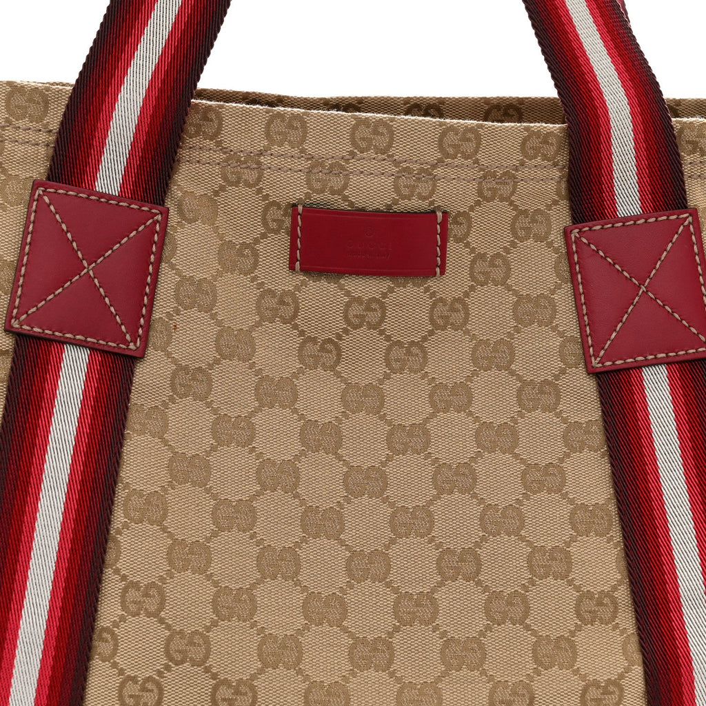 GG Monogram Medium Web Handle Vertical Tote Red