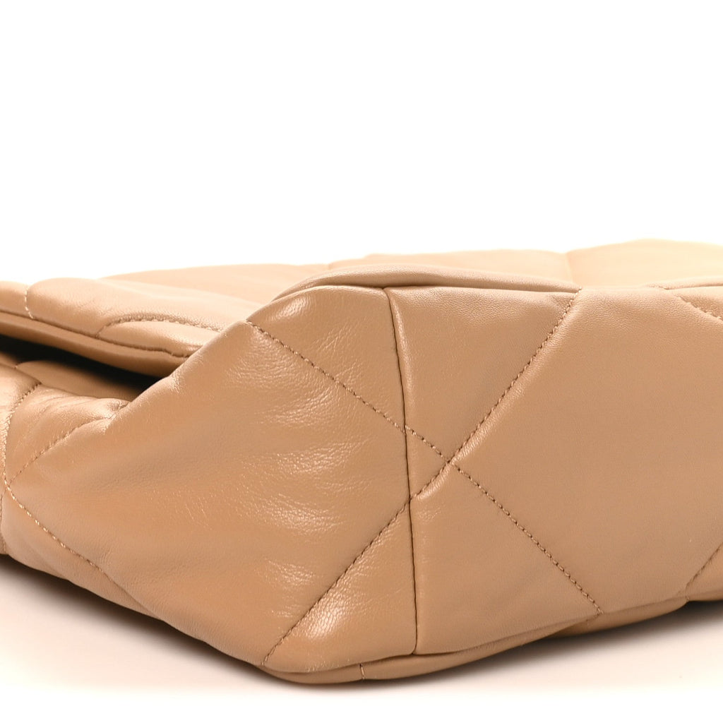 Lambskin Quilted Large Chanel 19 Flap Beige