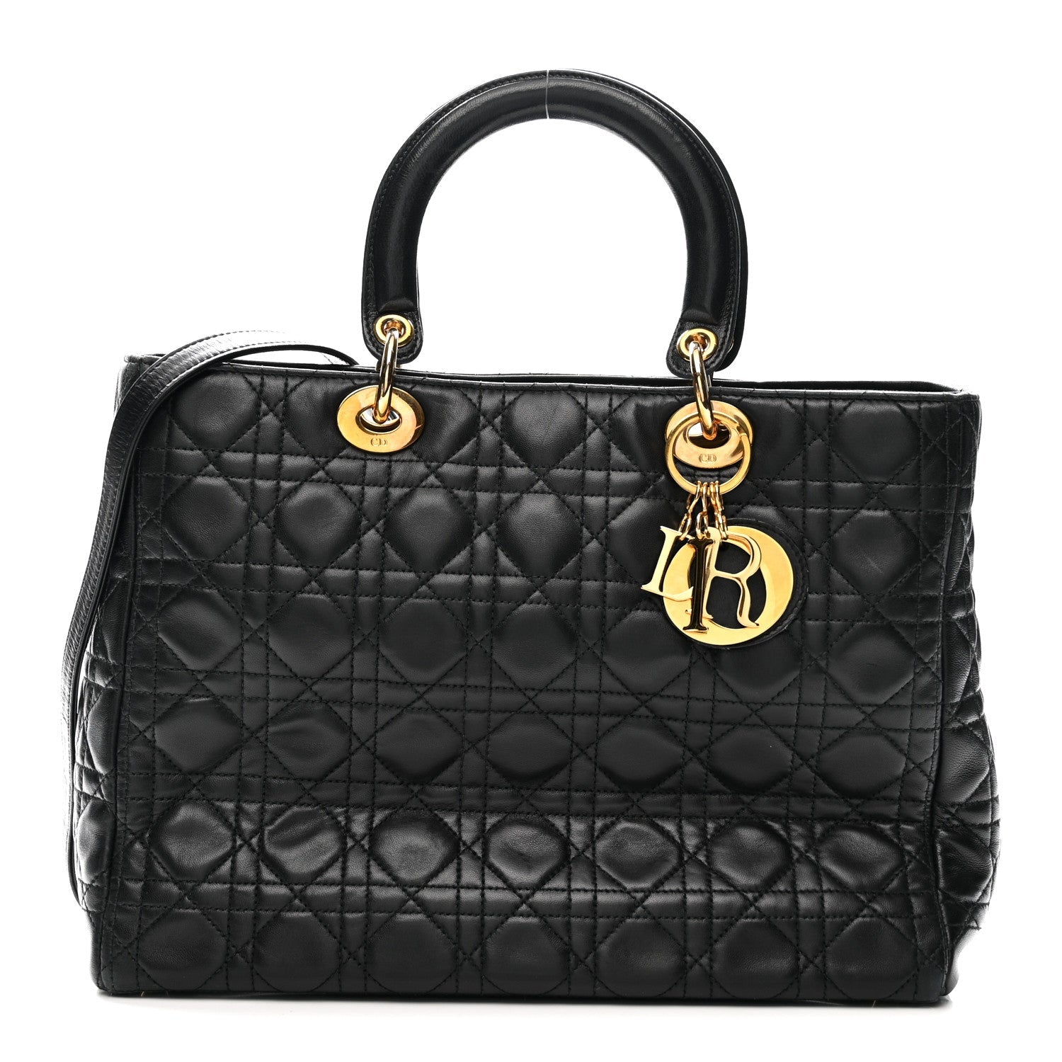 Lambskin Cannage Large Lady Dior Black