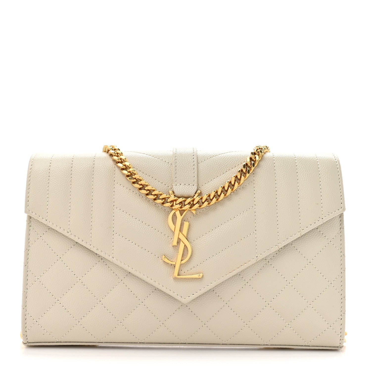 Grain De Poudre Mixed Matelasse Triquilt Monogram Chain Wallet Crema Soft