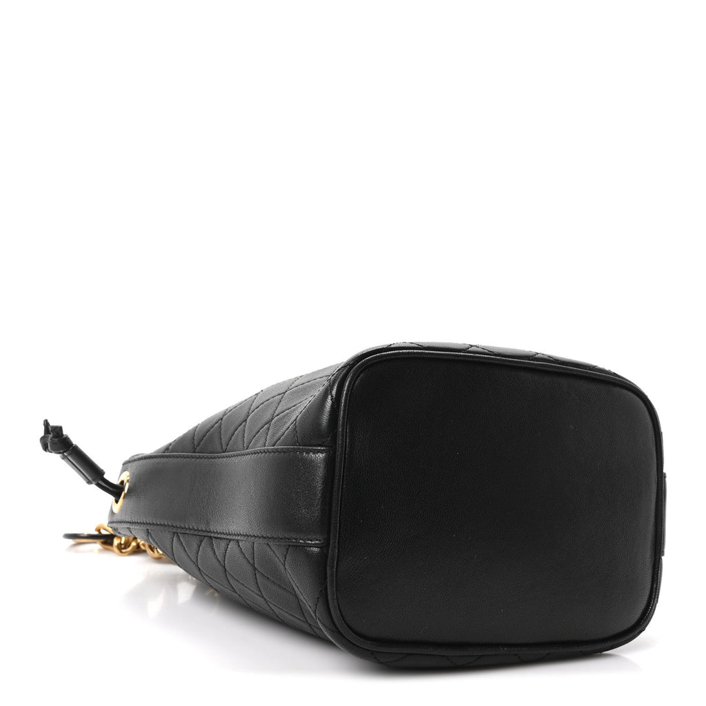 Lambskin Carre Quilted Small Cassandre Bucket Bag Black