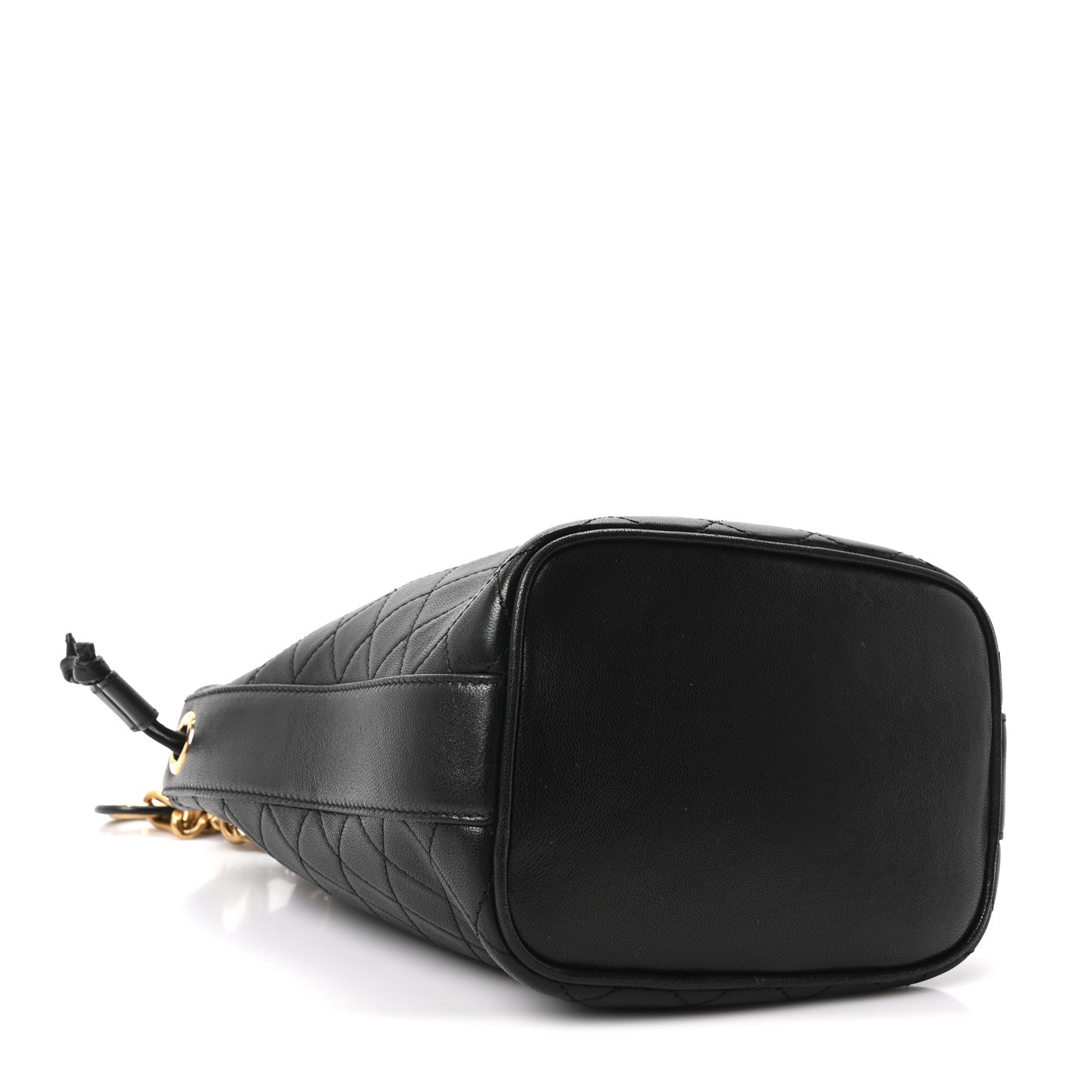 Lambskin Carre Quilted Small Cassandre Bucket Bag Black