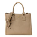 Saffiano Lux Bi-Color Tote Bag Visone Talco