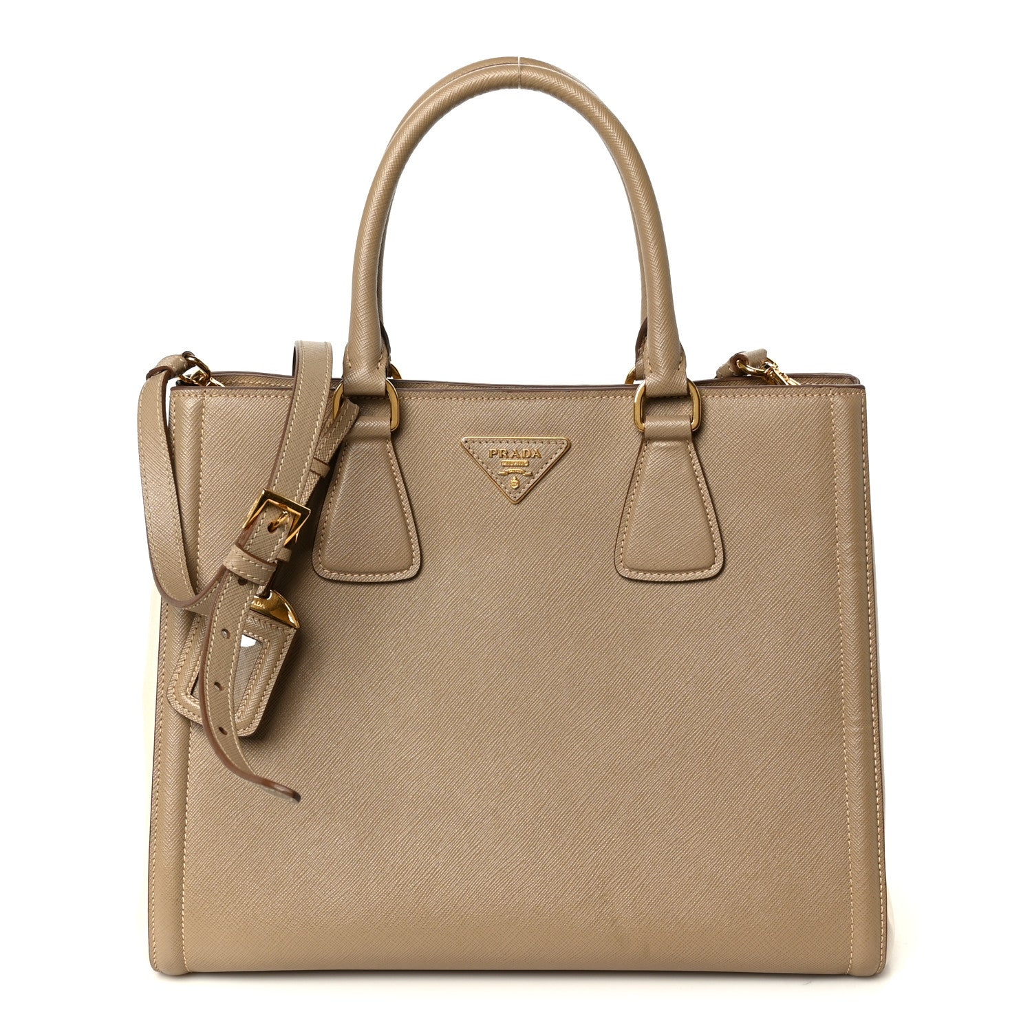 Saffiano Lux Bi-Color Tote Bag Visone Talco