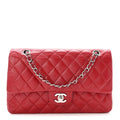 Caviar Quilted Medium Double Flap Red