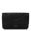 Aged Calfskin Quilted 2.55 Reissue 225 Flap So Black