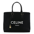 Canvas Calfskin Horizontal Cabas Black