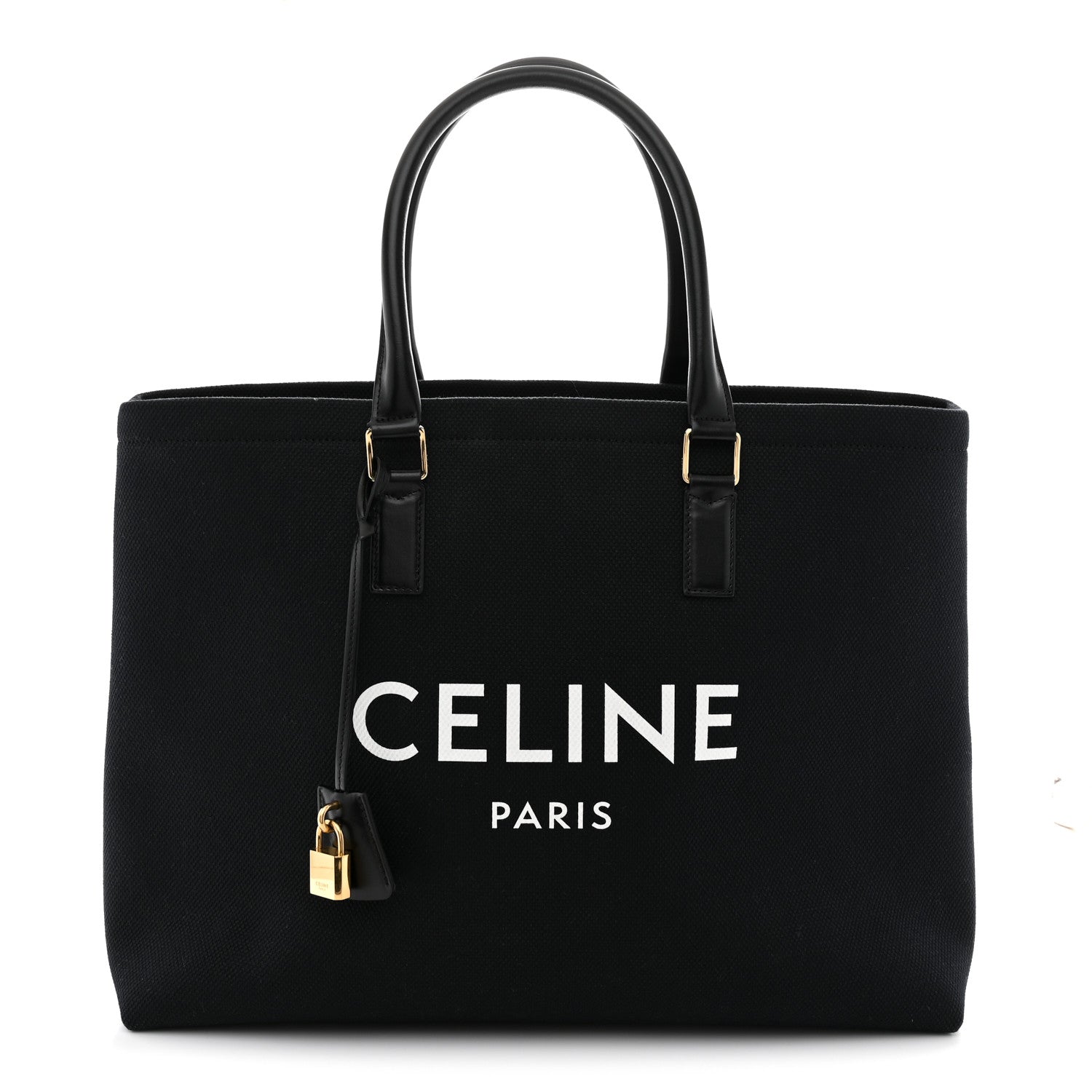 Canvas Calfskin Horizontal Cabas Black