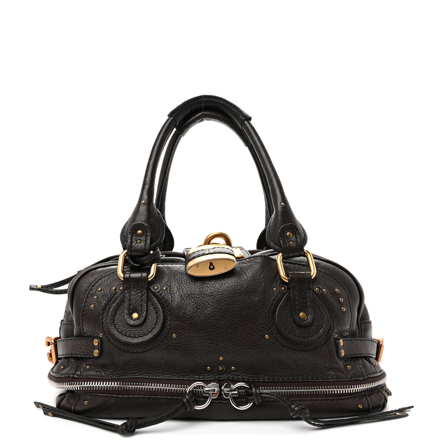Calfskin Paddington Double Zip Bowler Chocolate