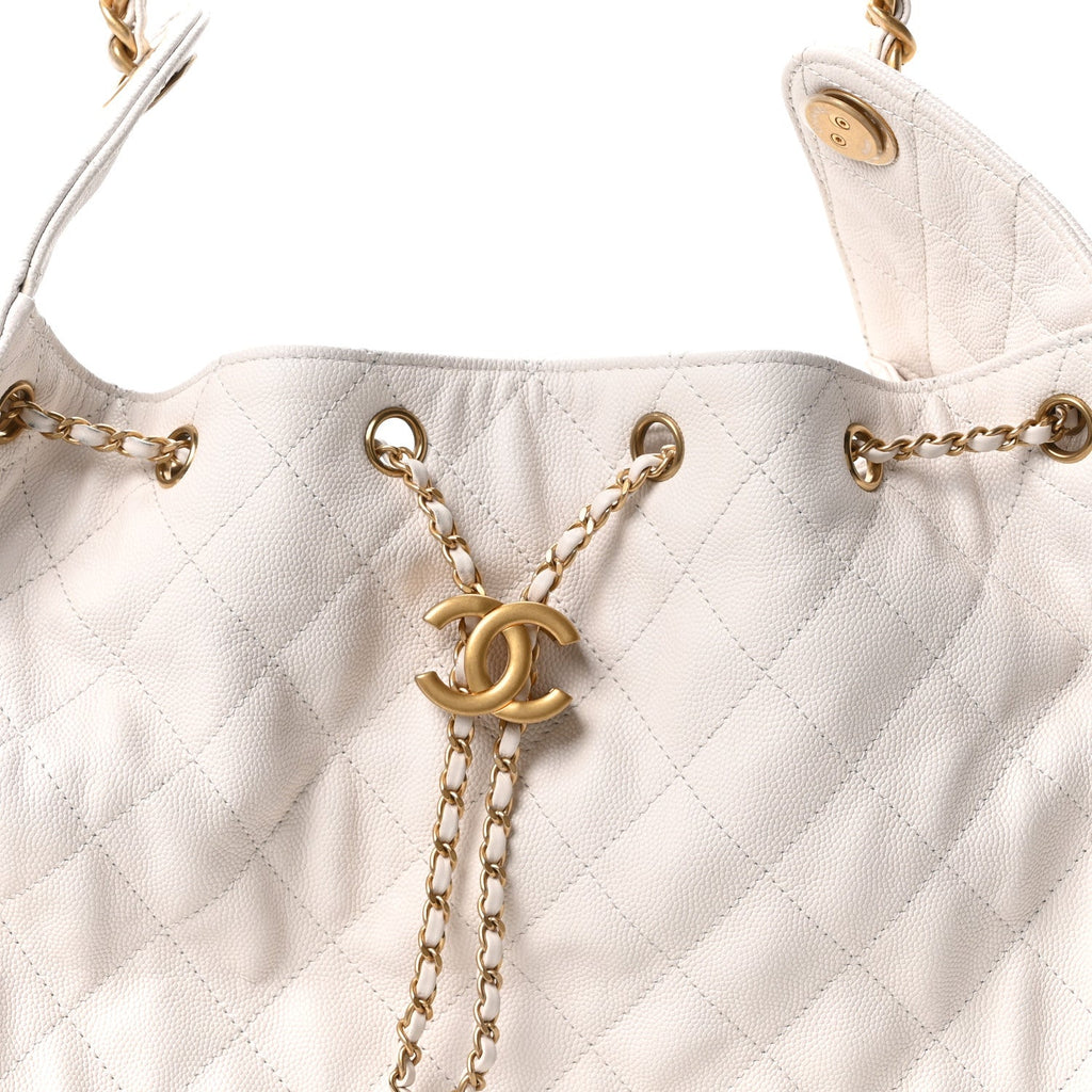 Caviar Quilted Medium Chanel 25 Handbag White