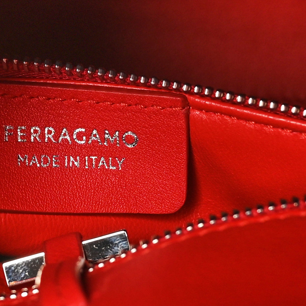 Natural Grain Calfskin Medium Hug Bag Flame Red