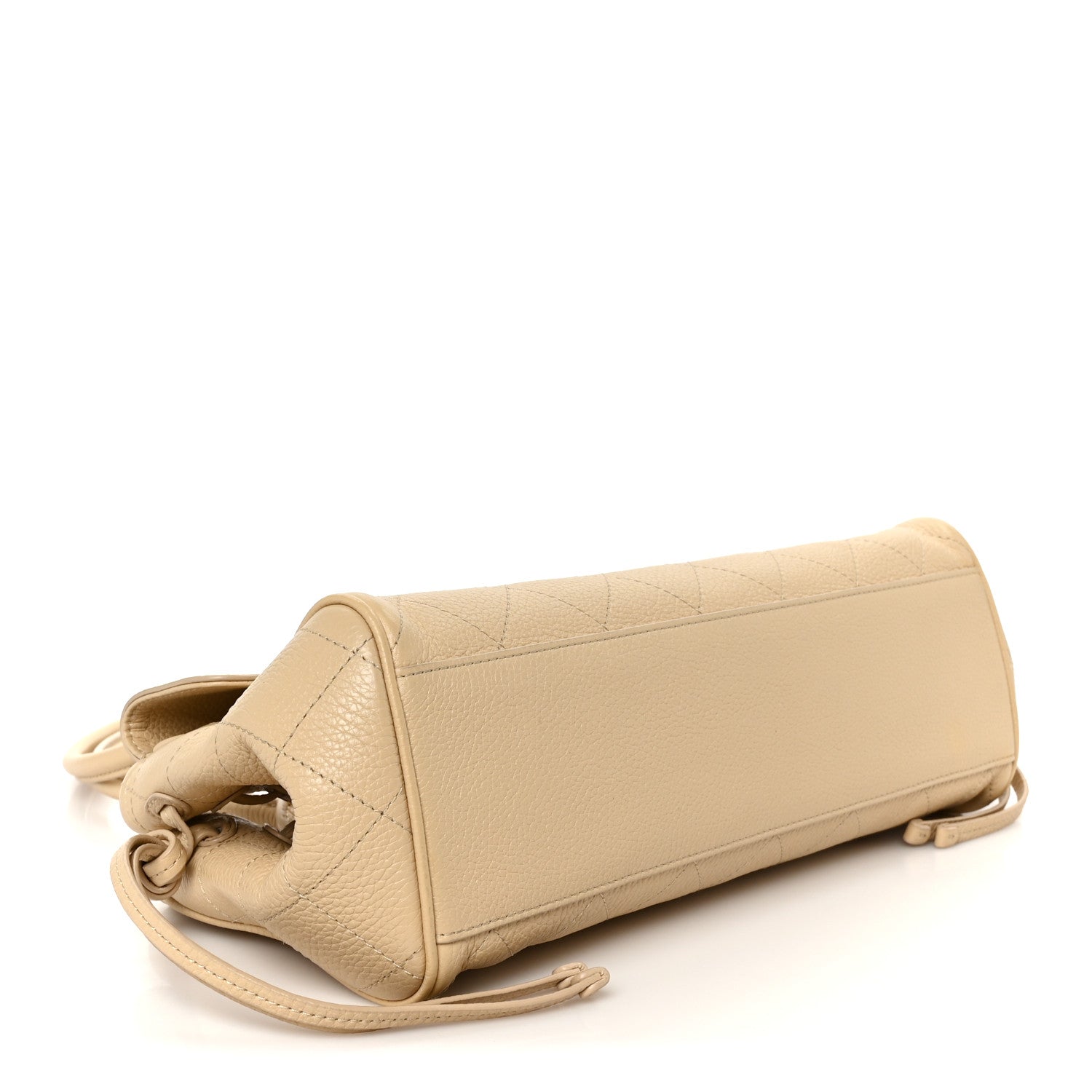 Grained Calfskin Stitched Urban Essentials Small Shopping Bag Beige