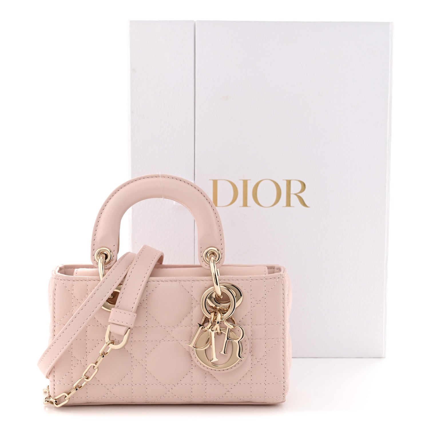 Lambskin Cannage Micro Lady D-Joy Powder Pink