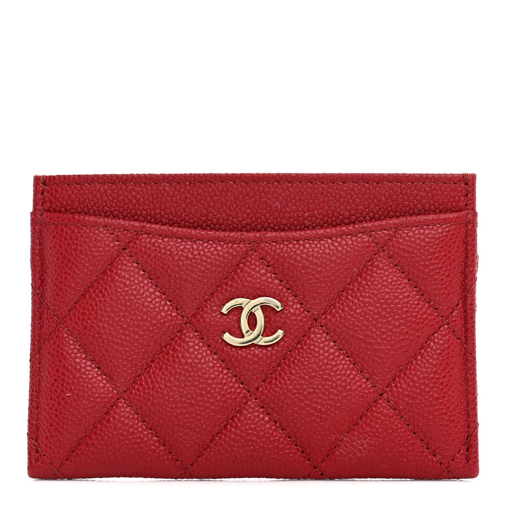 Caviar Quilted Card Holder Red