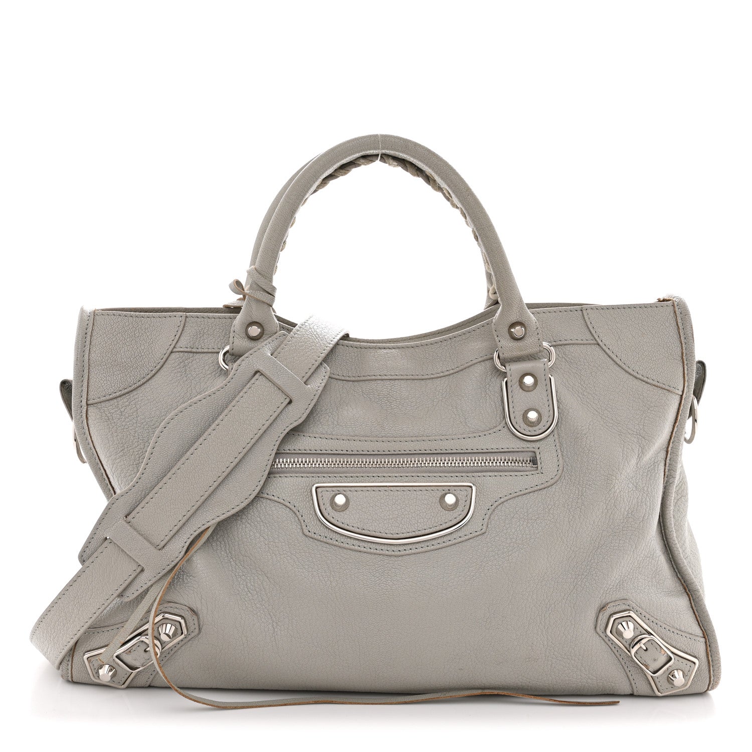 Chevre Silver Metallic Edge Hardware City Gris Glace