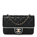 Lambskin Quilted Resin CC Mini Flap Bag Black White