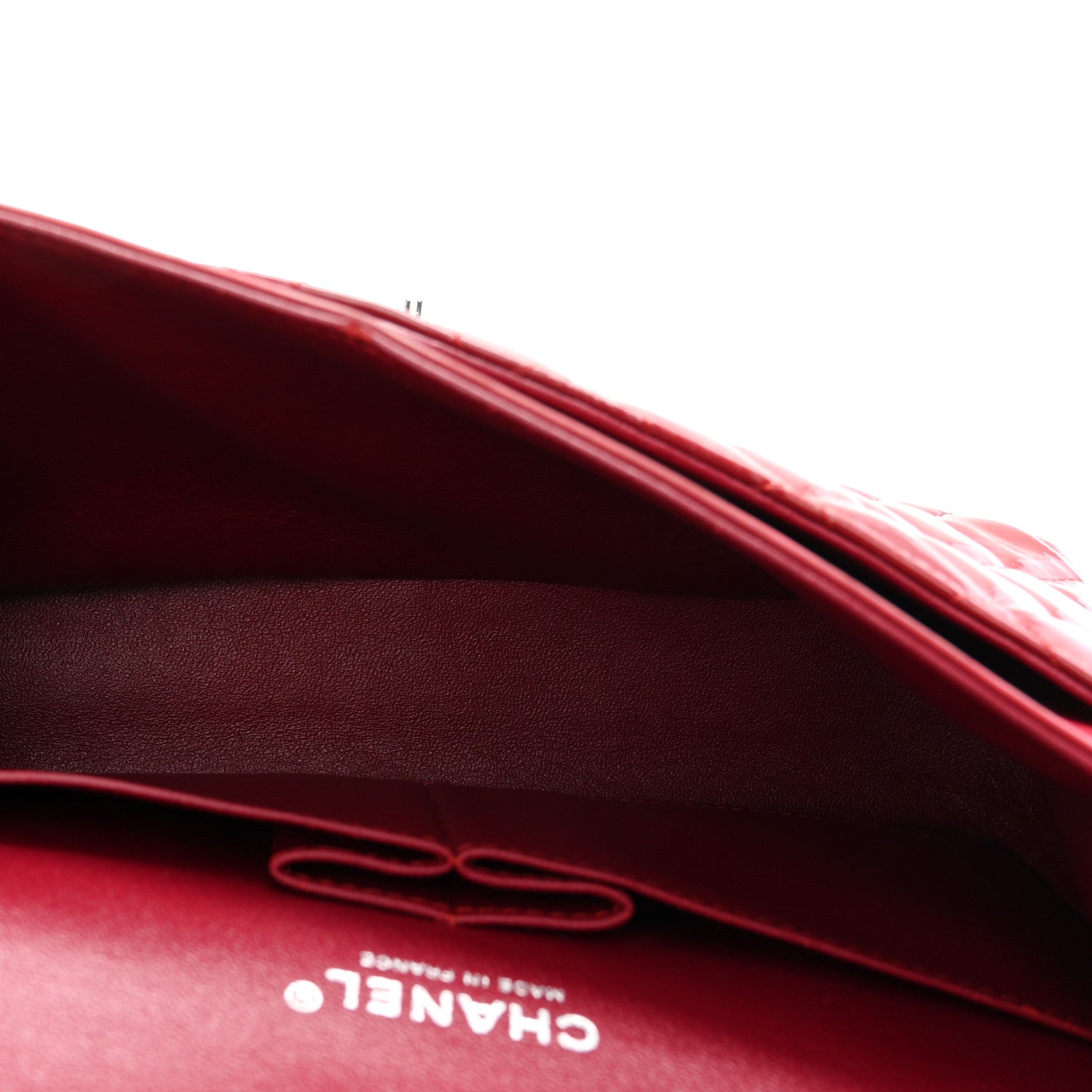 Patent Quilted Medium Double Flap Red