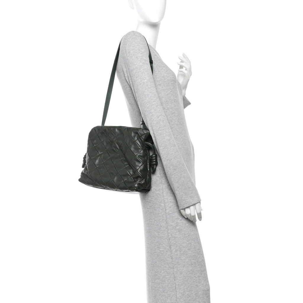 Calfskin Quilted Flamenco Knot Clutch Verde