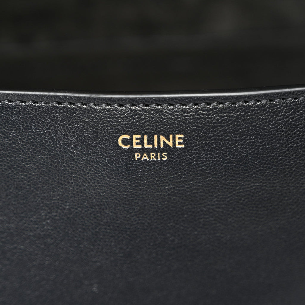 Shiny Lambskin Soft Triomphe Half Moon Bag Black