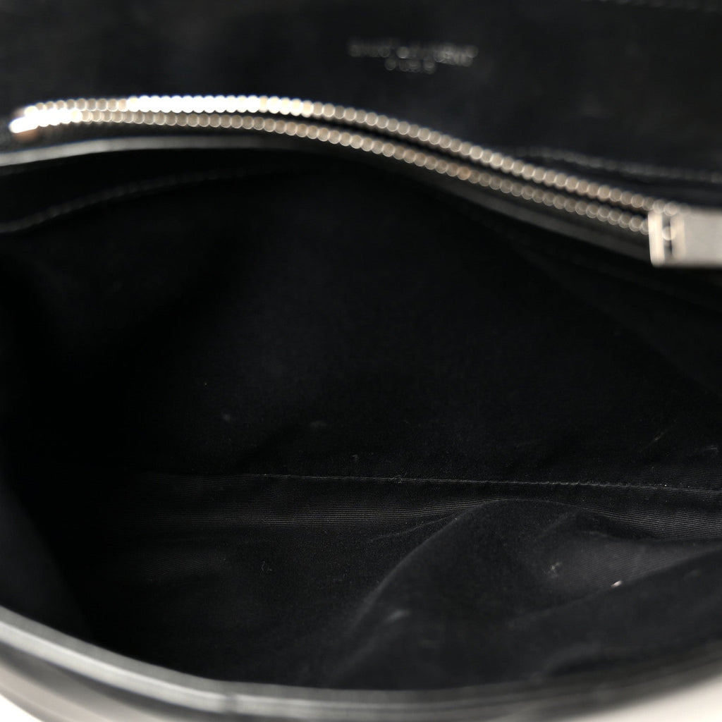 Calfskin Y Quilted Monogram Medium Loulou Chain Satchel Black