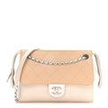 Caviar Goatskin Quilted Magnetic Camera Case Beige White