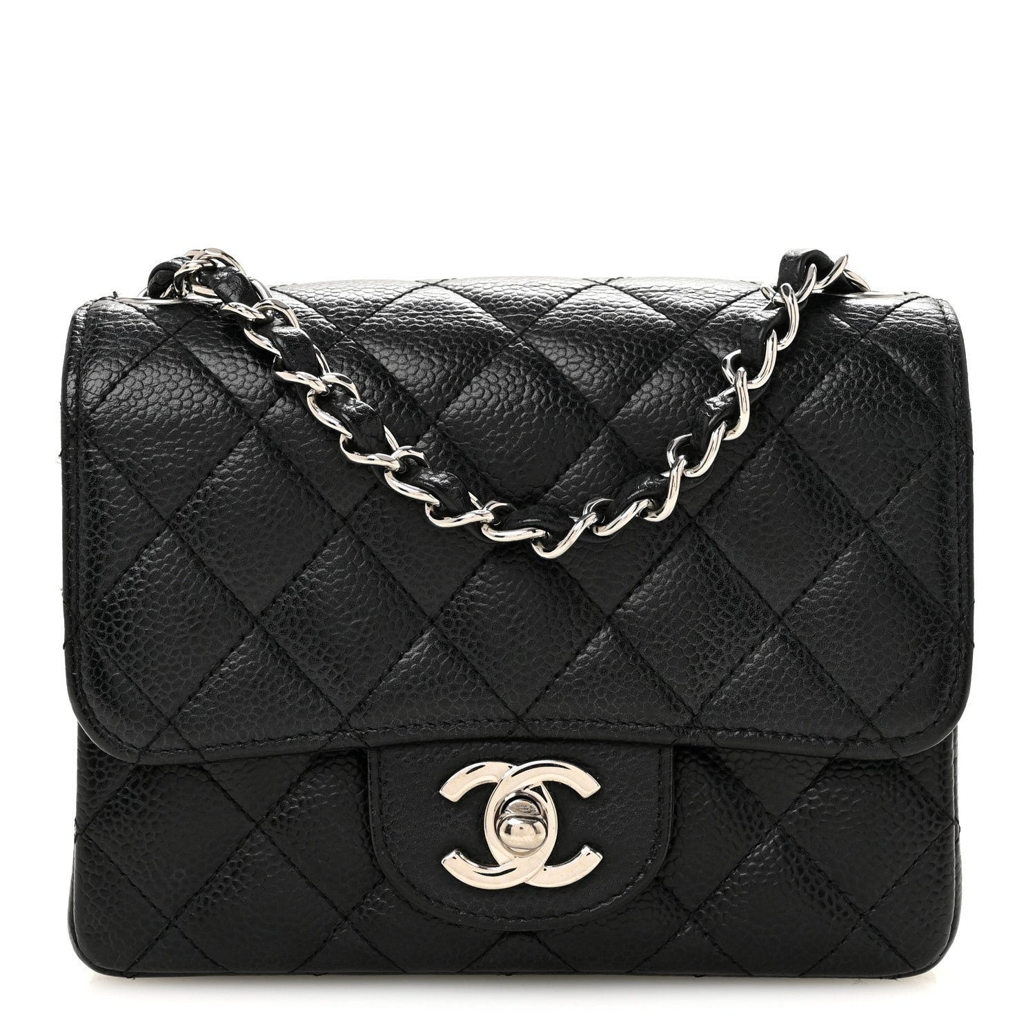 Caviar Quilted Mini Square Flap Black