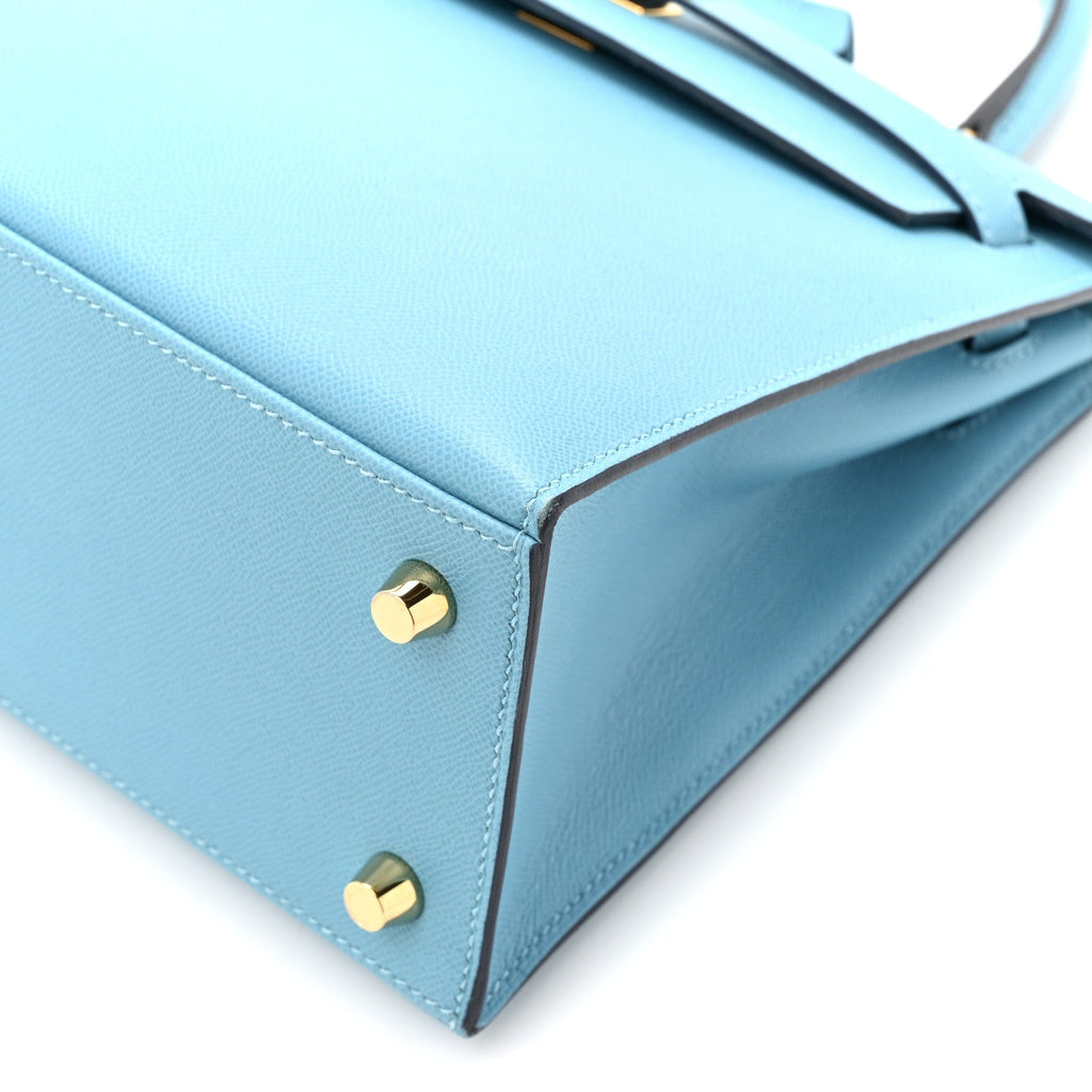 Madame Calfskin Kelly Sellier 25 Bleu Du Nord