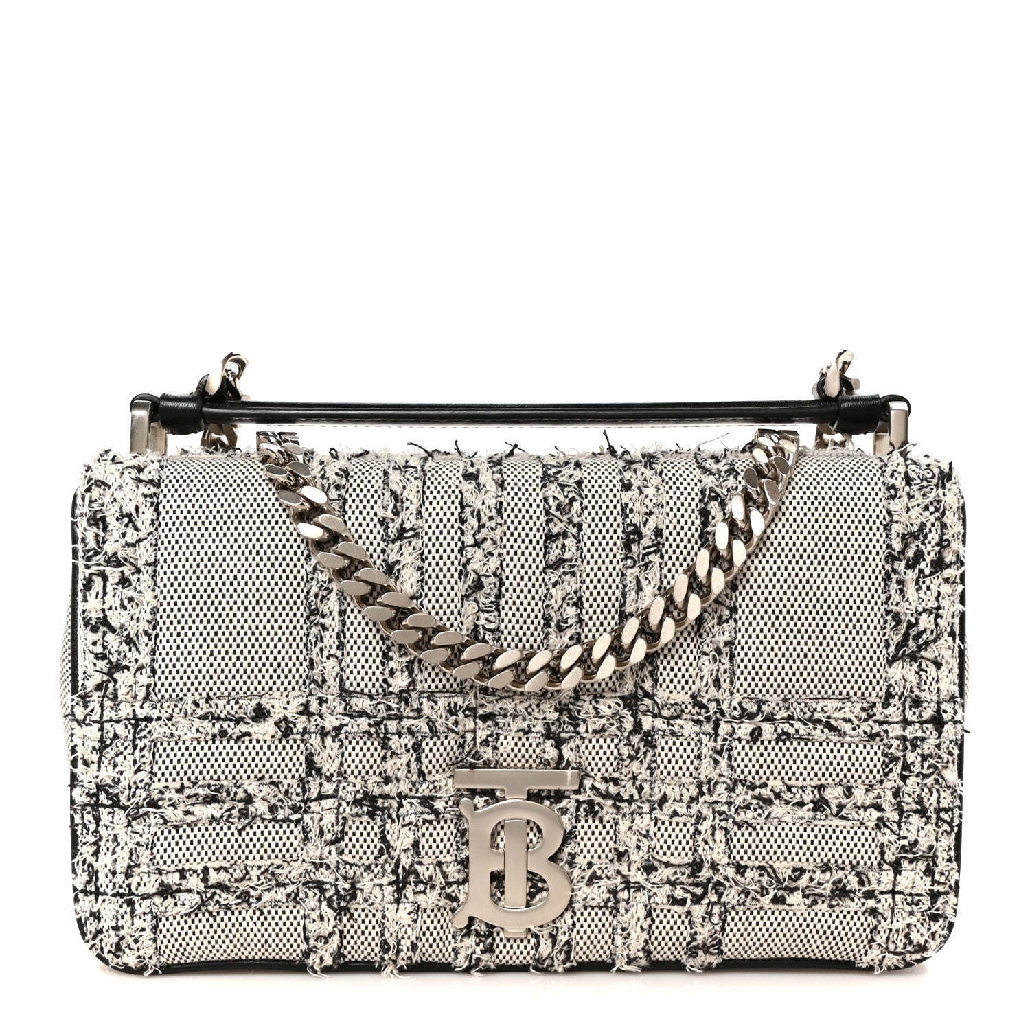 Lambskin Needle Punch Quilted Check Small Lola Bag White Black