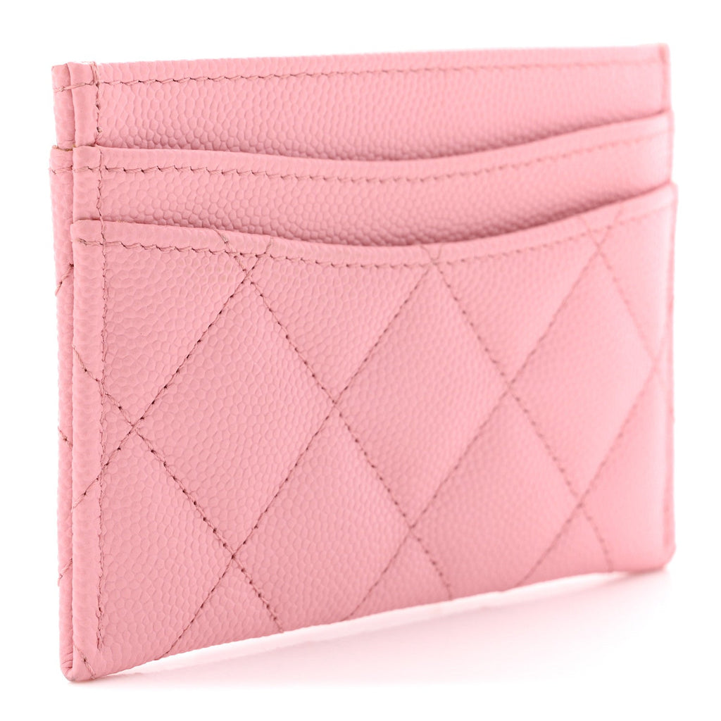 Caviar Quilted Card Holder Pink