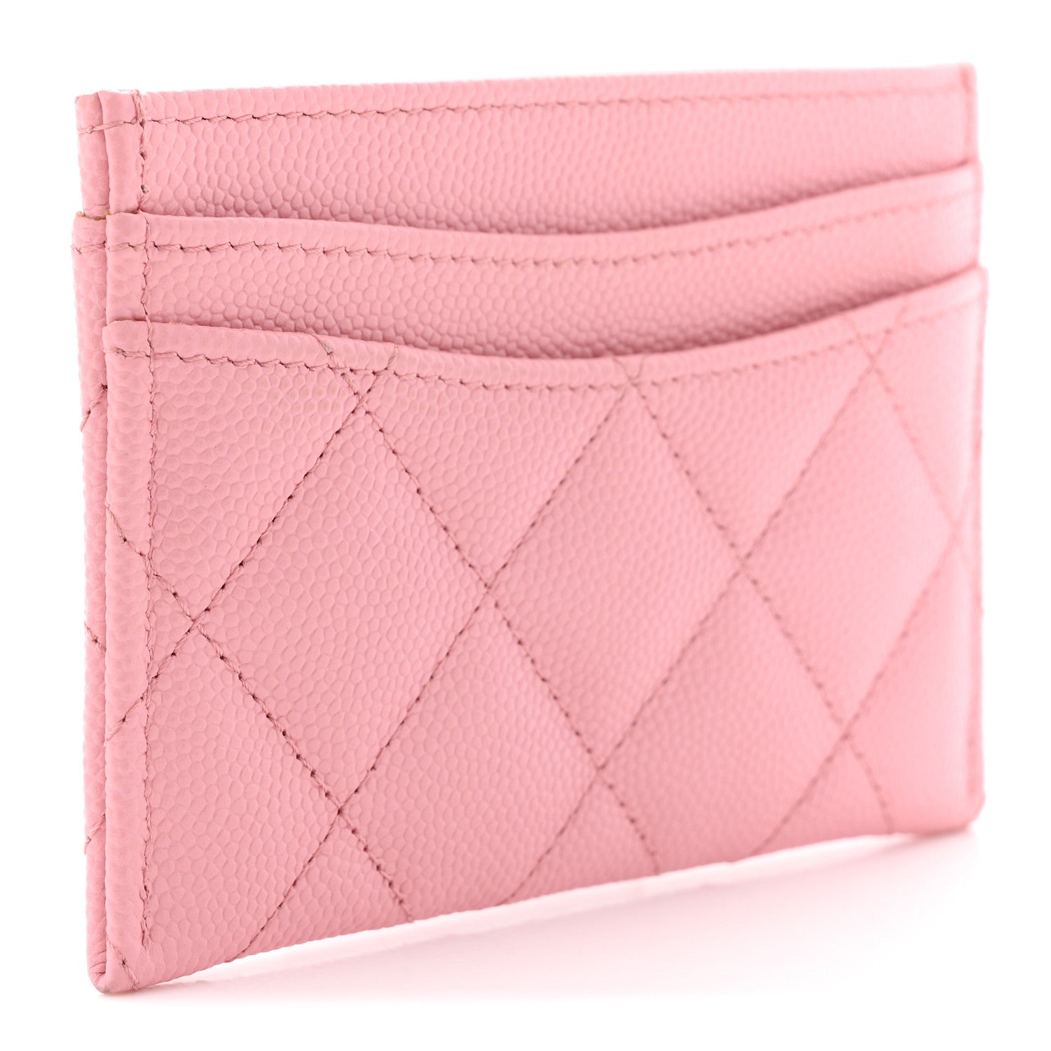 Caviar Quilted Card Holder Pink