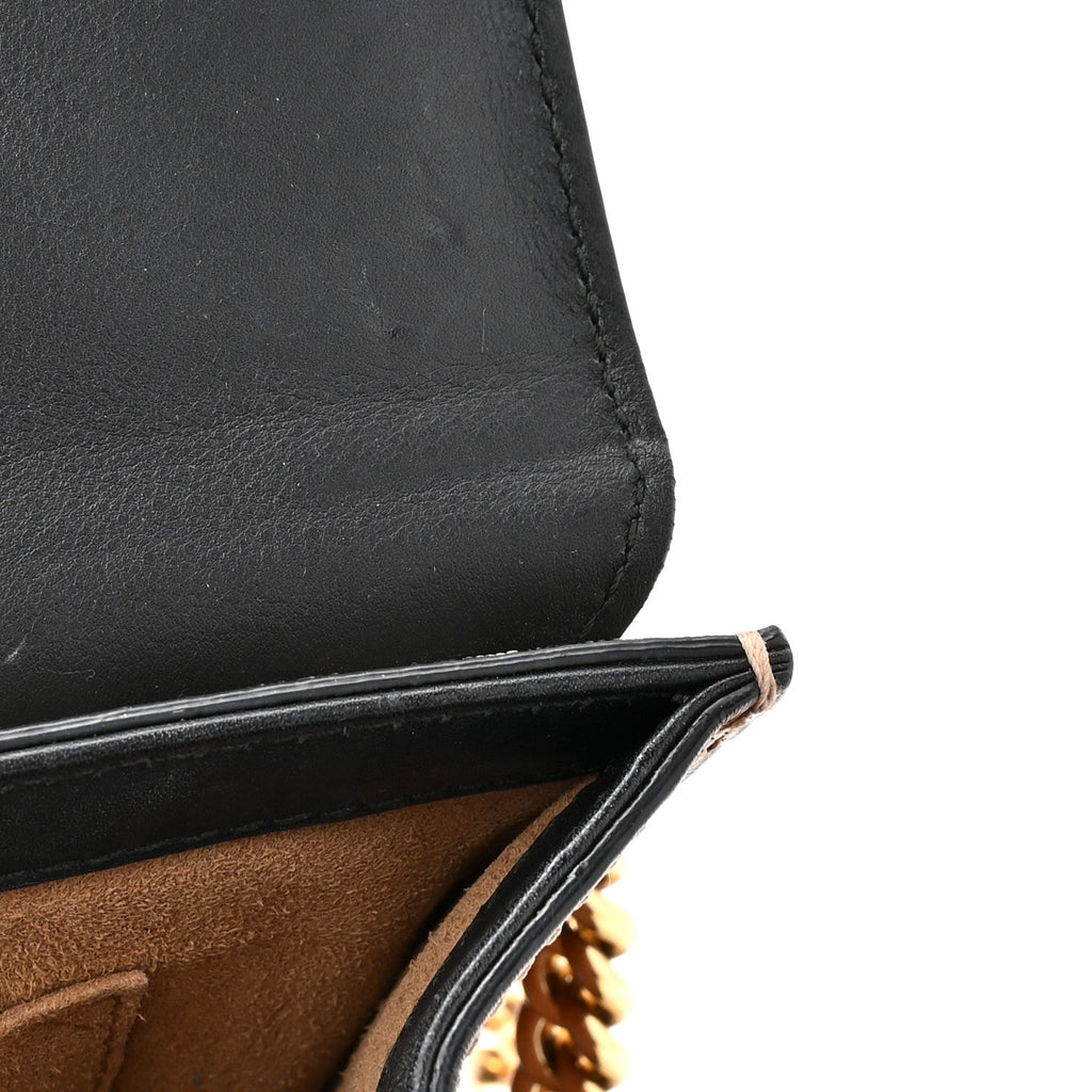 GG Supreme Monogram Calfskin Small Padlock Shoulder Bag Beige Black Cuir