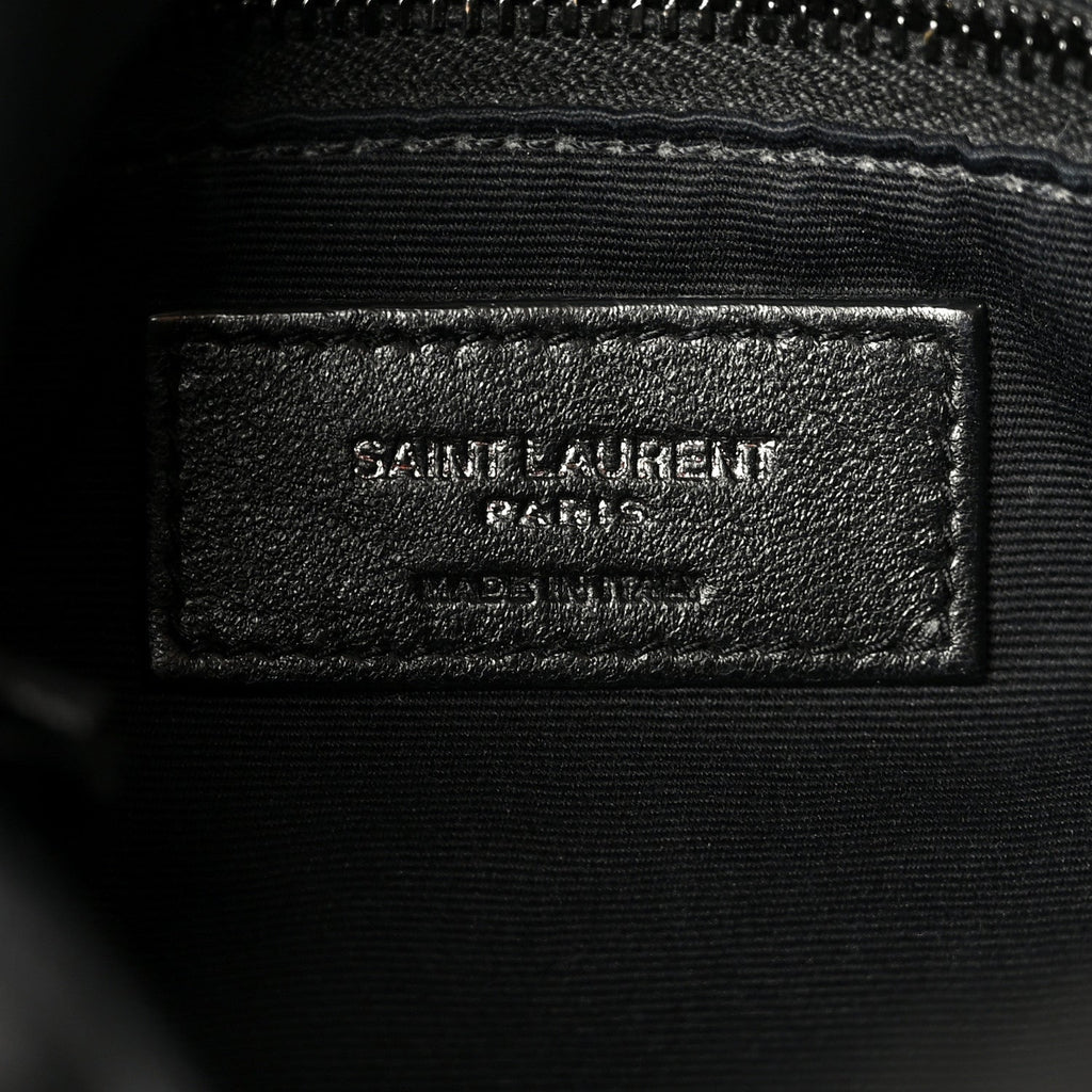 Lambskin Quilted Monogram Monochrome Small Loulou Puffer Chain Satchel Black