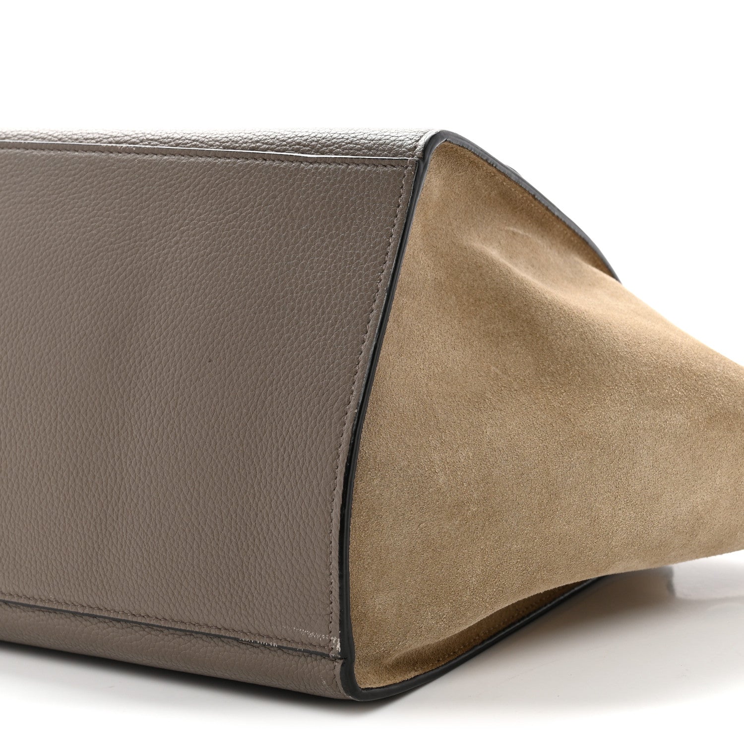 Drummed Calfskin Suede Medium Trapeze Souris