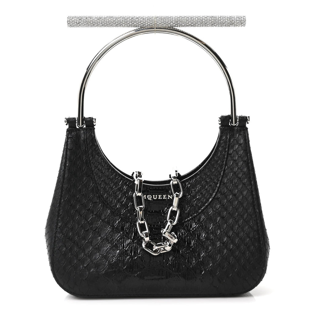 Snakeskin Crystal Mini T Bar Top Handle Black