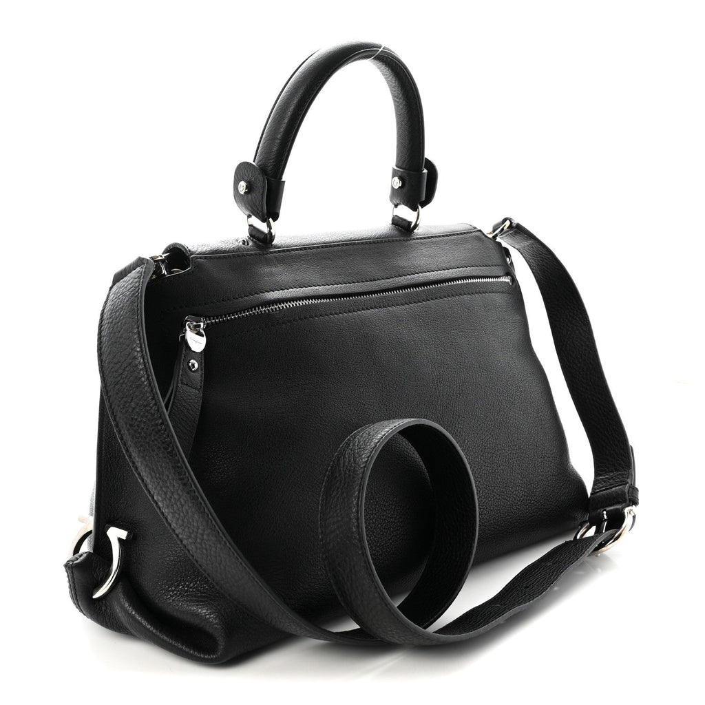 Grained Calfskin Sofia Satchel Black