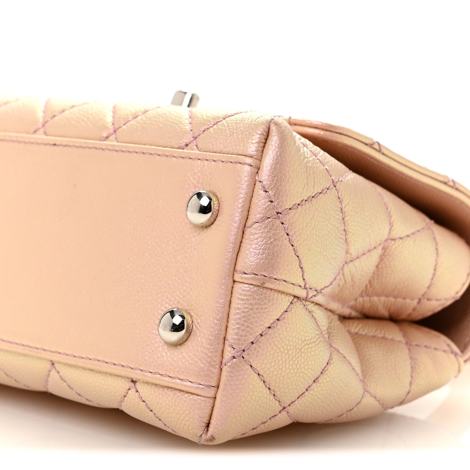 Iridescent Caviar Quilted Extra Mini Coco Handle Flap Light Pink