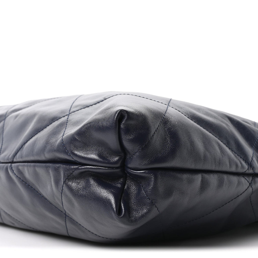 Shiny Calfskin Quilted Chanel 22 Navy Blue