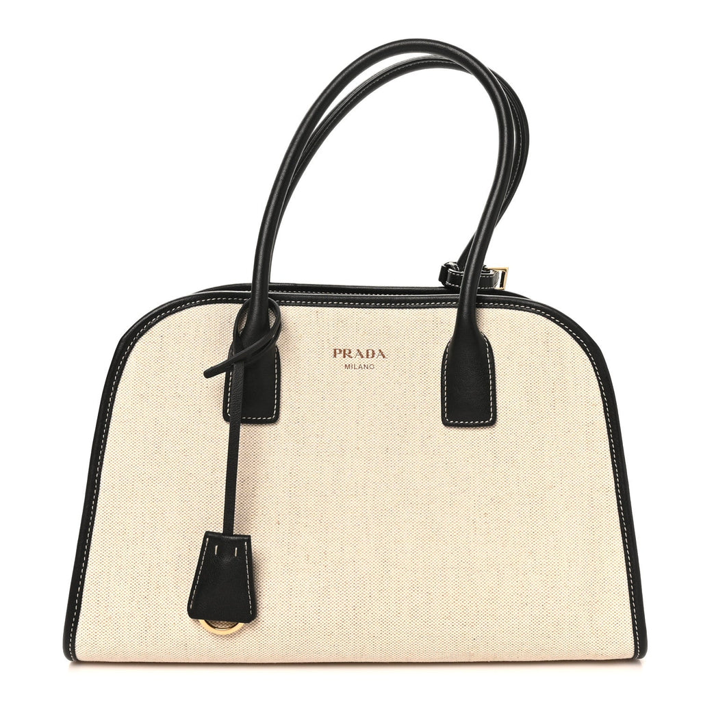 Linen Shopping Tote Natural Black