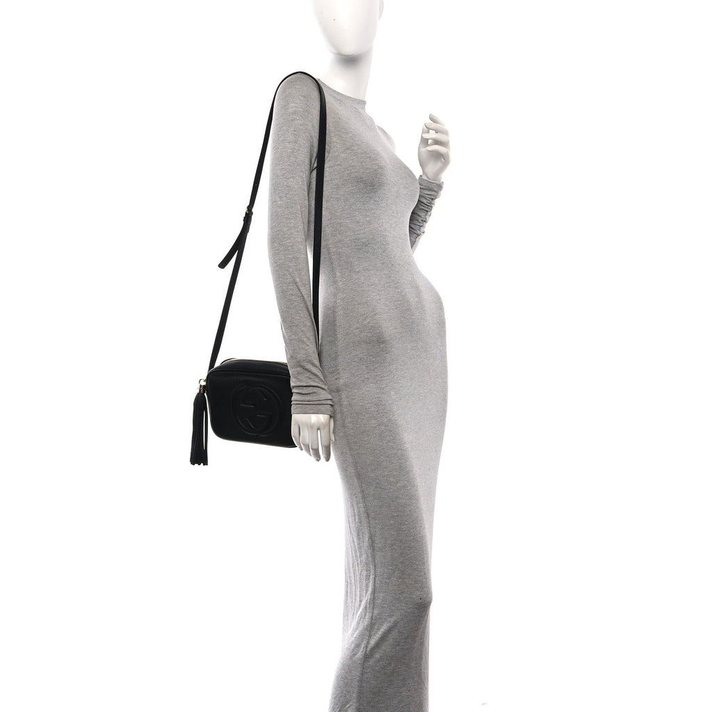 Pebbled Calfskin Small Soho Disco Bag Black