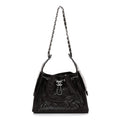 Shiny Crumpled Calfskin Quilted Small Chanel 25 Handbag Dark Brown