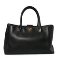 Calfskin Cerf Executive Shopper Tote Black